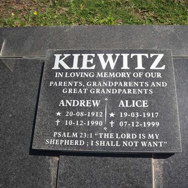 KIEWITZ Andrew 1912-1990 & Alice 1917-1999