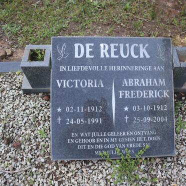 REUCK Abraham Frederick, de 1912-2004 & Victoria 1912-1991