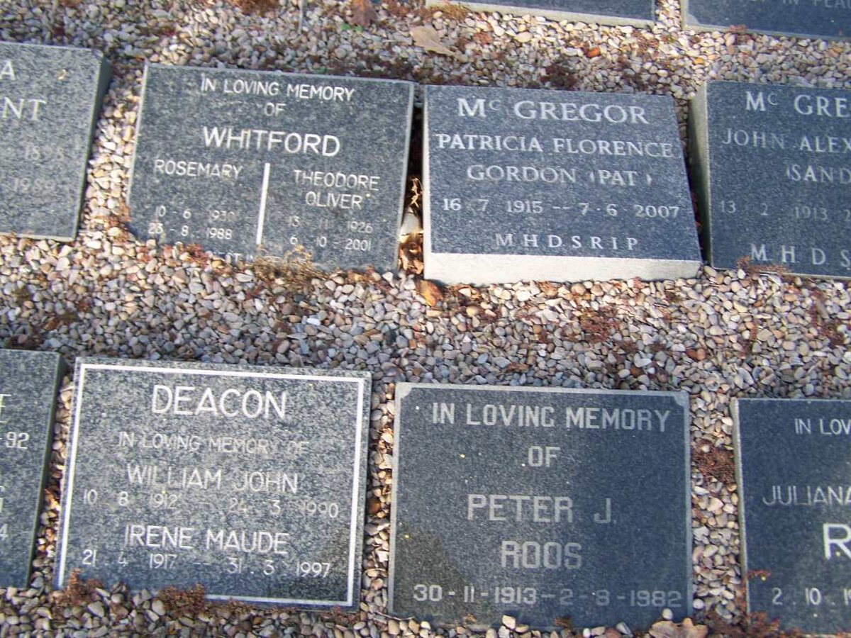 ROOS Peter J. 1913-1982 :: DEACON William John 1912-1990 &amp; Irene Maude 1917-1997