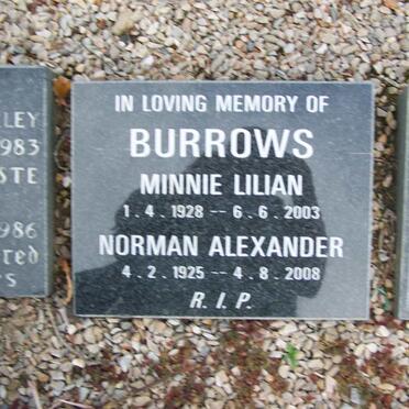 BURROWS Norman Alexander 1925-2008 &amp; Minnie Lilian 1928-2003