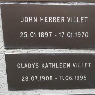 VILLET John Herrer 1897-1970 & Gladys Kathleen 1908-1995