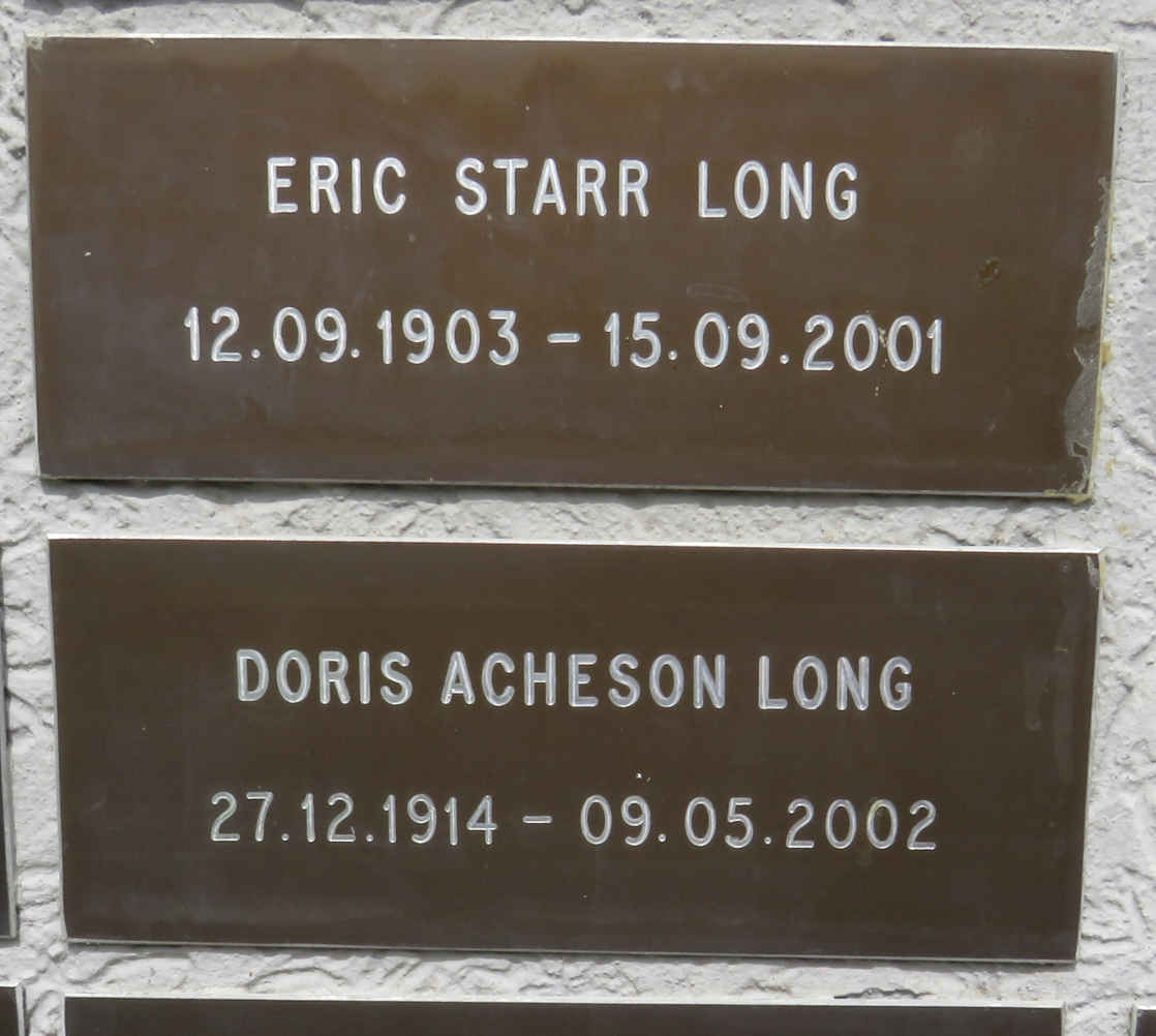 LONG Eric Starr 1903-2001 & Doris Acheson 1914-2002