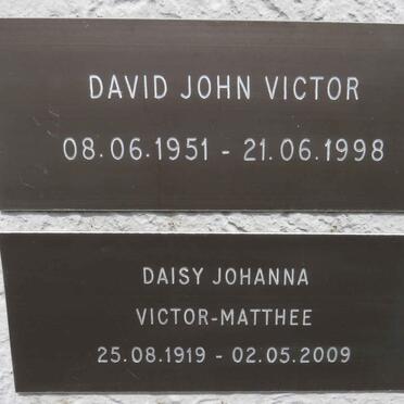 VICTOR David John 1951-1998 :: MATTHEE  Daisy Johanna, VICTOR- 1919-2009 