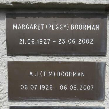BOORMAN A.J. 1926-2007 & Margaret 1927-2002