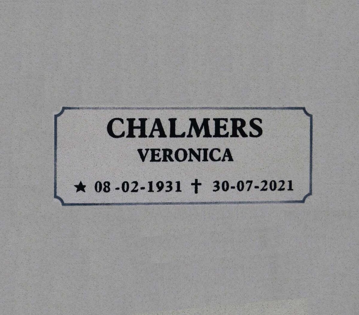 CHALMERS Veronica 1931-2021