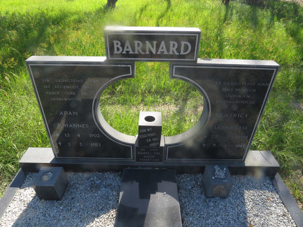 BARNARD Adam Johannes 1903-1982 & Beatrice Elizabeth 1914-1989