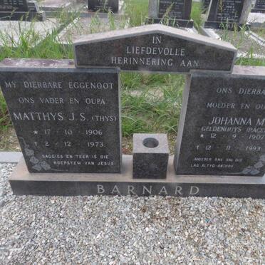 BARNARD Matthys J.S. 1906-1973 &amp; Johanna M. GELDENHUYS voorheen PACE 1907-1993