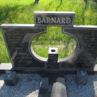BARNARD Adam Johannes 1903-1982 & Beatrice Elizabeth 1914-1989