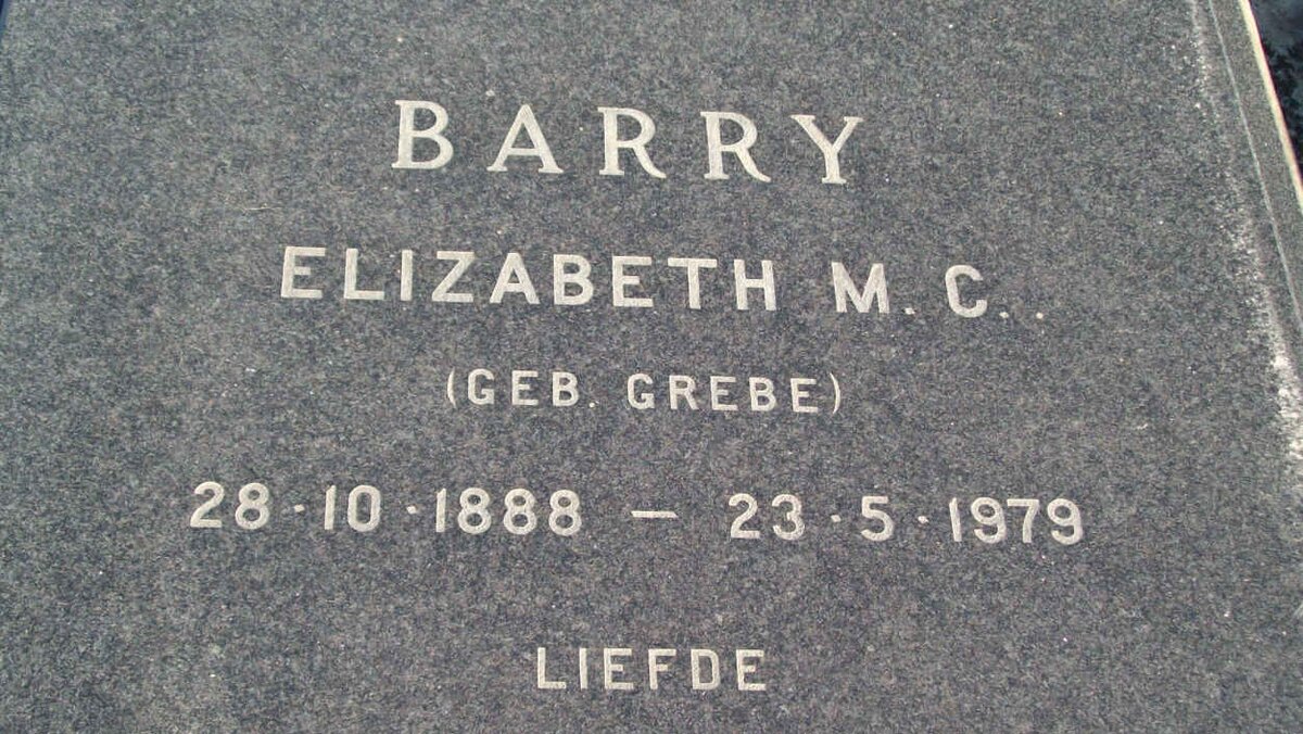 BARRY Elizabeth M.C. nee GREBE 1888-1979