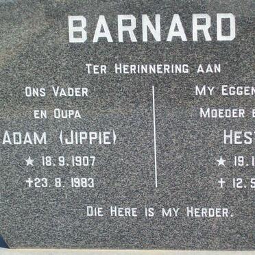 BARNARD Adam 1907-1983 &amp; Hester 1912-1978