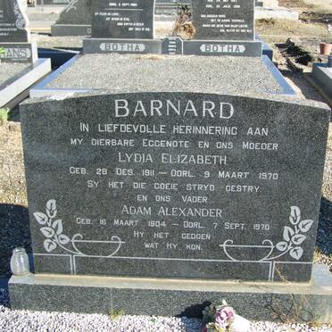 BARNARD Adam Alexander  1904-1970 &amp; Lydia Elizabeth 1911-1970