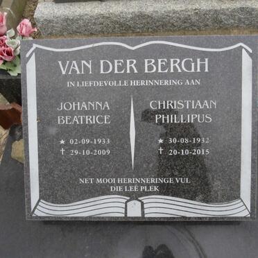 BERGH Christiaan Phillipus, van der 1932-2015 &amp; Johanna Beatrice 1933-2009