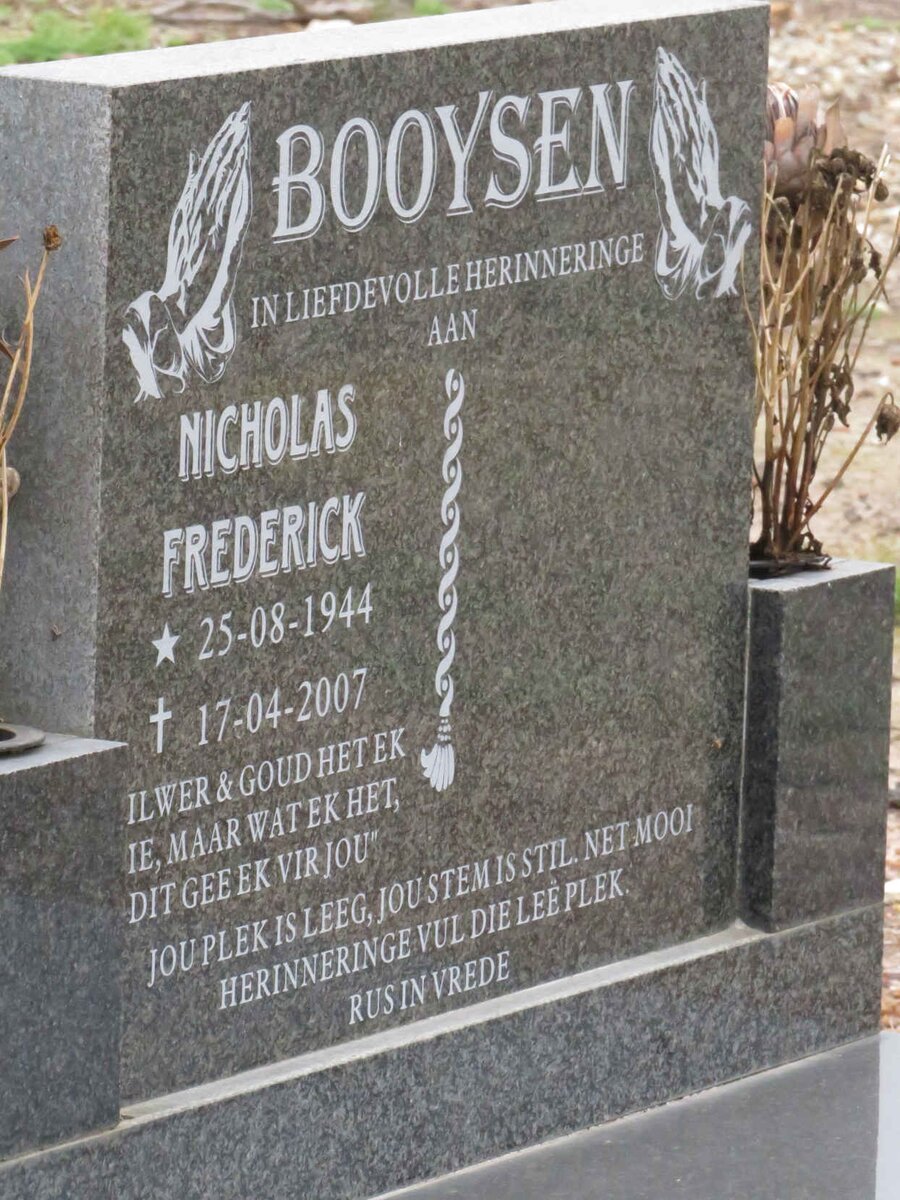 BOOYSEN Nicholas Frederick 1944-2007