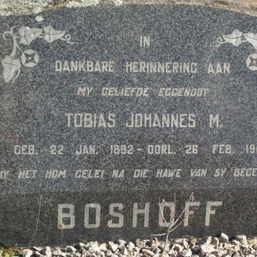 BOSHOFF Tobias Johannes M. 1892-1961
