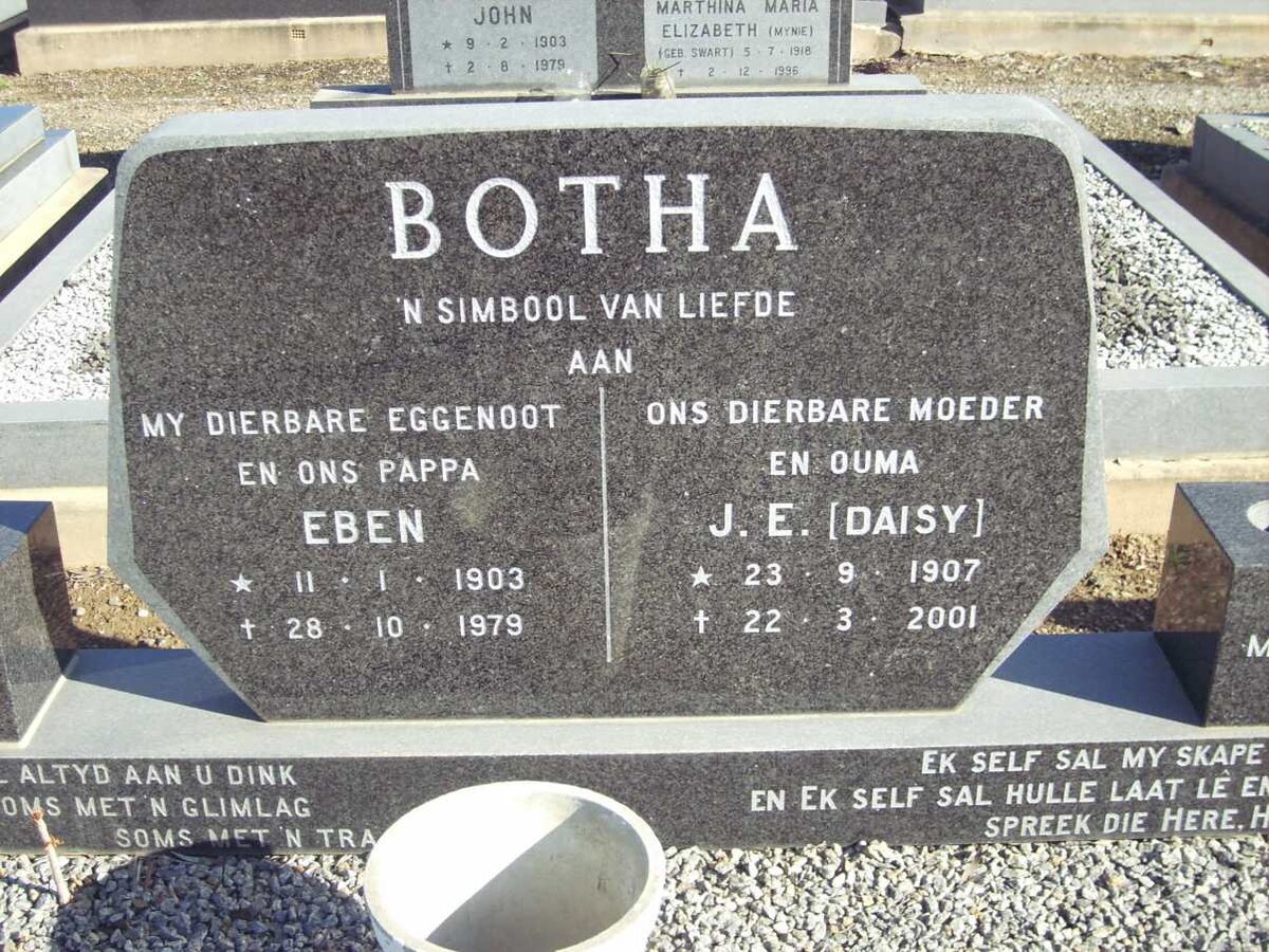 BOTHA Eben 1903-1979 &amp; J.E. 1907-2001