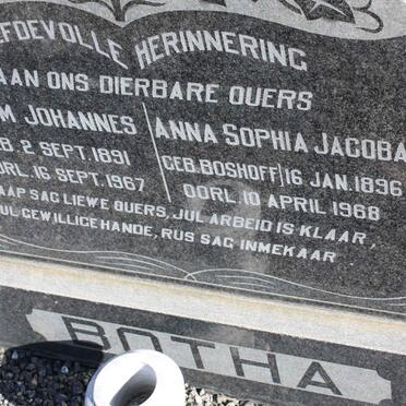 BOTHA Adam Johannes 1891-1967 &amp; Anna Sophia Jacoba BOSHOFF 1896-1968
