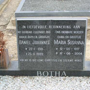 BOTHA Daniel Johannes 1911-1989 &amp; Maria Susanna COETZEE 1917-2004