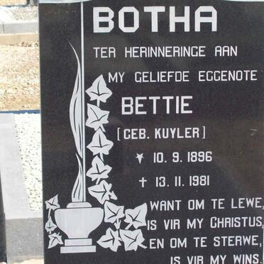 BOTHA Bettie nee KUYLER 1896-1981