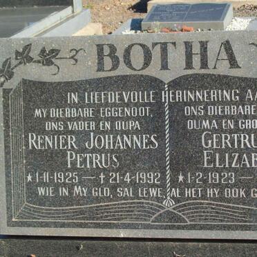 BOTHA Renier Johannes Petrus 1925-1992 &amp; Gertruida Elizabeth 1923-1999