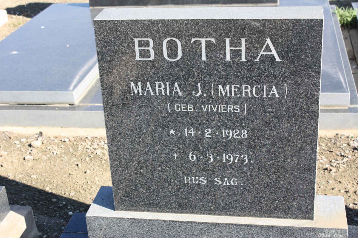 BOTHA Maria J. nee VIVIERS 1928-1973