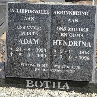 BOTHA Adam 1933-1999 &amp; Hendrina 1913-1998