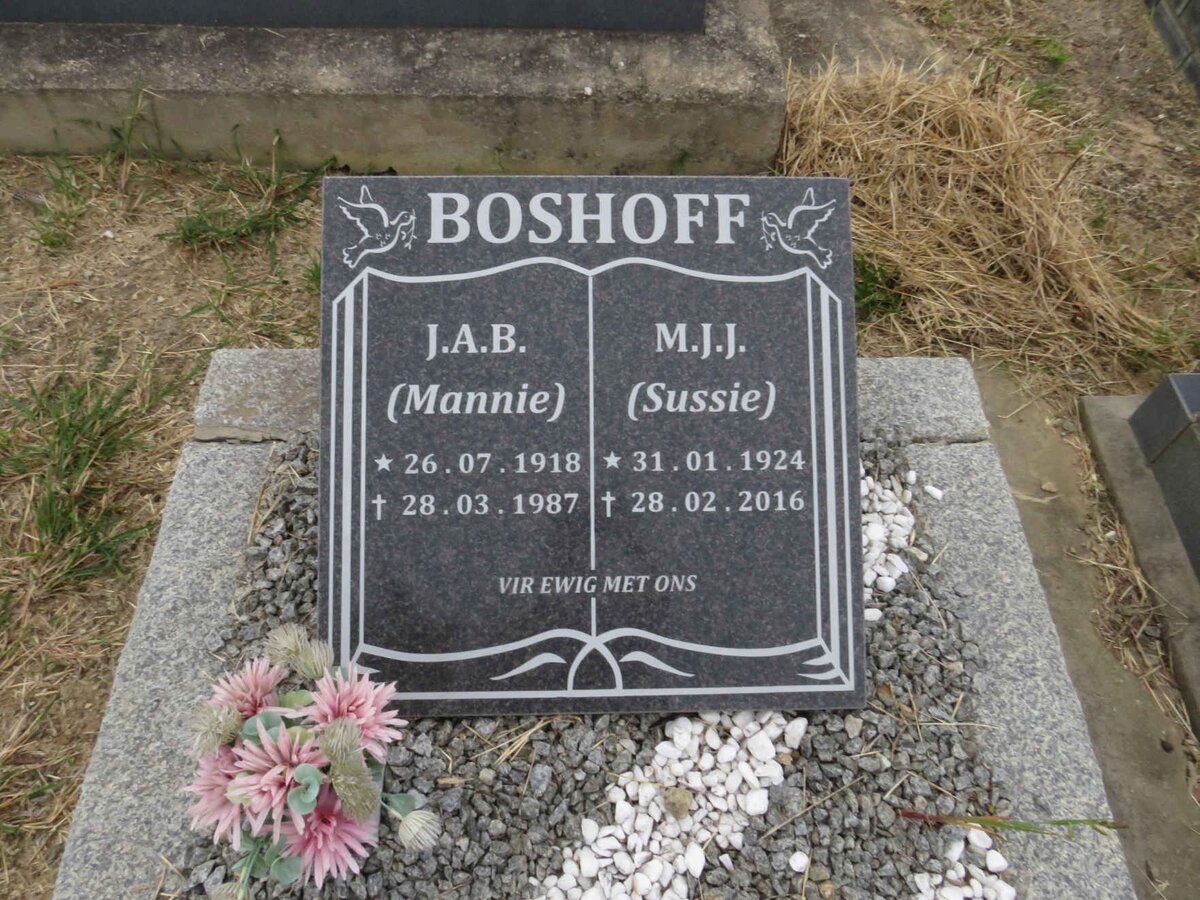 BOSHOFF J.A.B. 1918-1987 &amp; M.J.J. 1924-2016