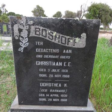 BOSHOFF Christiaan E.E. 1931-1968 &amp; Dorothea K. BARNARD 1932-1968