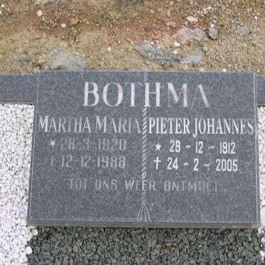 BOTHMA  Pieter Johannes 1912-2005 &amp; Marta Maria 1920-1988