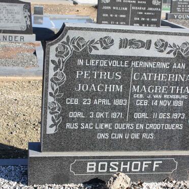 BOSHOFF Petrus Joachim 1883-1971 &amp; Catherina Margretha J. VAN RENSBURG 1891-1973