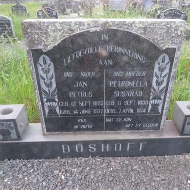 BOSHOFF Jan Petrus 1883-1977 & Petronella Susarah 1890-1974