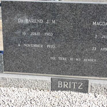 BRITZ Barend J.M. 1903-1970 &amp; Magdalena C. 1910-1983