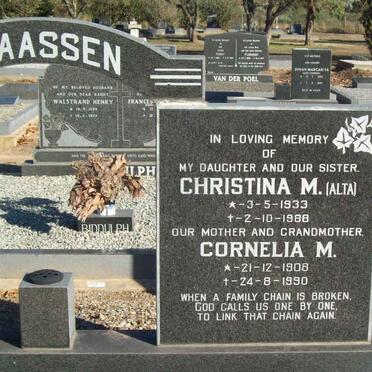 CLAASSEN Christina M. 1933-1988 :: CLAASSEN Cornelia M. 1908-1990