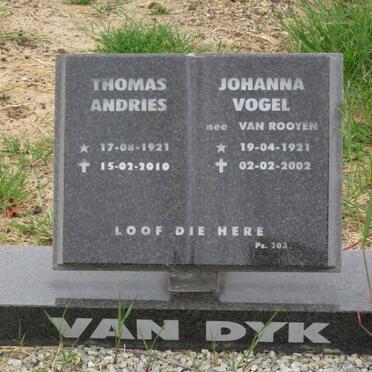 DYK Thomas Andries, van 1921-2010 & Johanna Vogel VAN ROOYEN 1921-2002