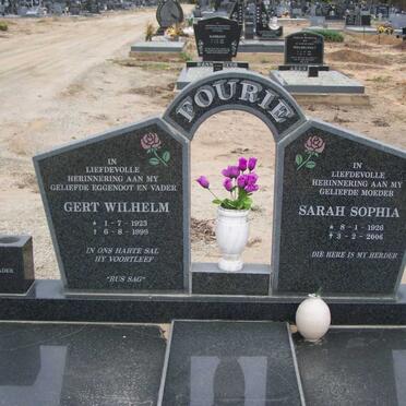 FOURIE Gert Wilhelm 1923-1999 &amp; Sarah Sophia 1926-2006