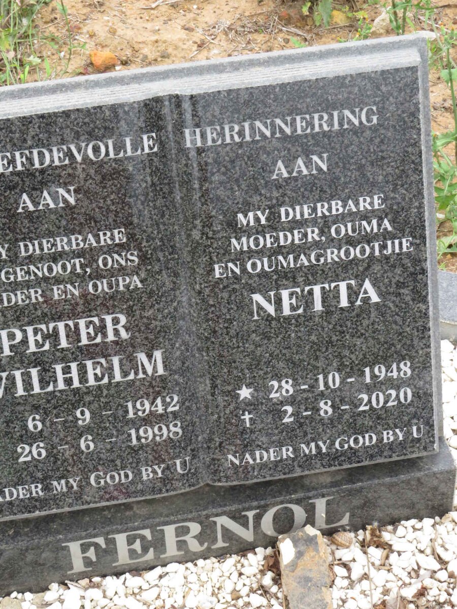 FERNOL Peter Wilhelm 1942-1998 & Netta 1948-2020