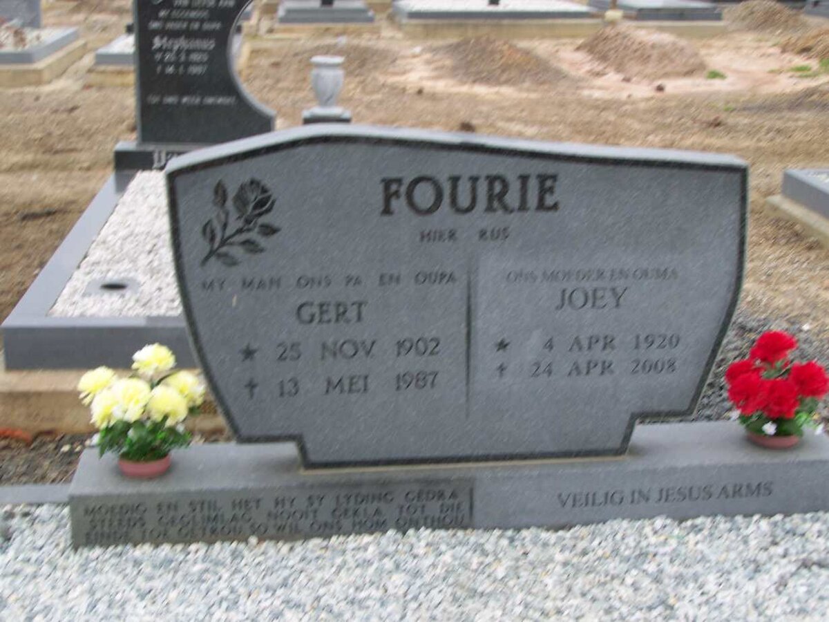 FOURIE Gert 1902-1987 &amp; Joey 1920-2008