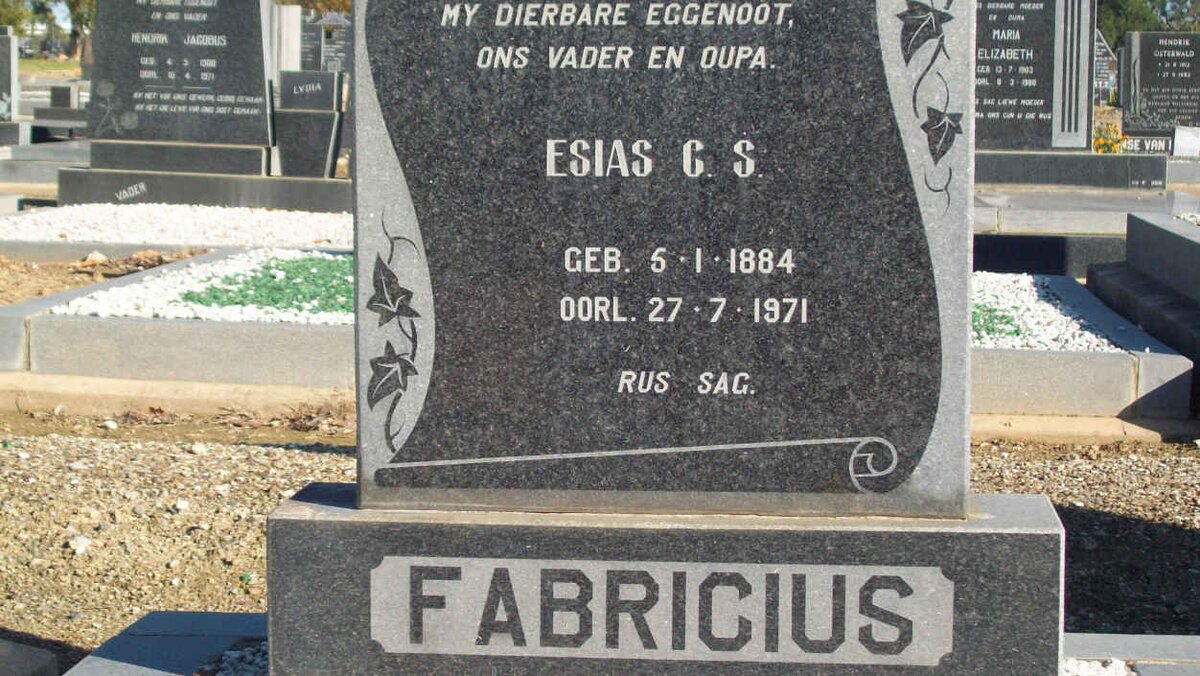 FABRICIUS Esias C.S. 1884-1974