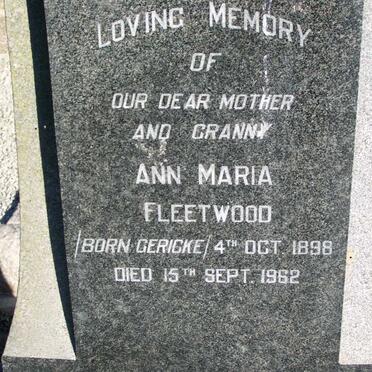 FLEETWOOD  Ann Maria nee GERICKE  1898-1962