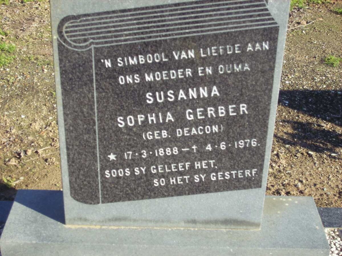 GERBER Susanna Sophia nee DEACON 1888-1976