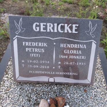GERICKE Frederik Petrus 1934-2010 & Hendrina Gloria JONKER 1935-