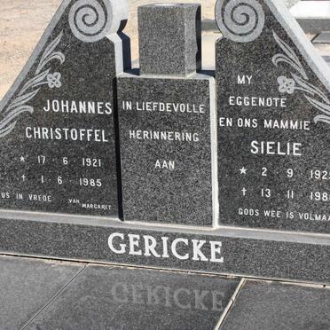 GERICKE Johannes Christoffel 1921-1985 &amp; Sielie 1925-1980