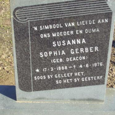 GERBER Susanna Sophia nee DEACON 1888-1976