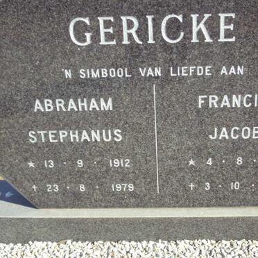 GERICKE Abraham Stephanus 1912-1979 &amp; Francina Jacoba 1918-1991