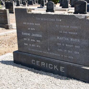 GERICKE Barend Jacobus 1893-1979 &amp; Martha Maria 1893-1964