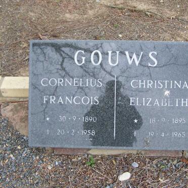 GOUWS Cornelius Francois 1890-1958 &amp; Christina Elizabeth 1895-1965