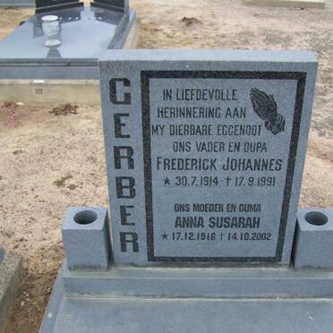 GERBER Frederick Johannes 1914-1991 &amp; Anna Susarah 1916-2002