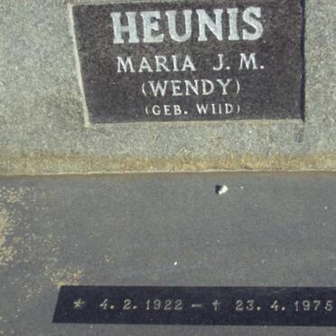 HEUNIS Maria J.M. nee WIID 1922-1975