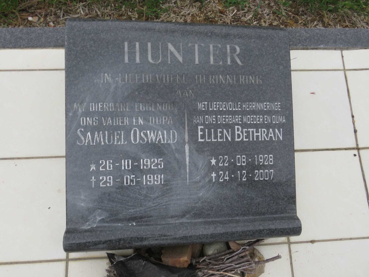 HUNTER Samuel Oswald 1925-1991 & Ellen Bethran 1928-2007