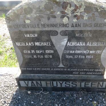 HUYSSTEEN Nicolaas Michael, van 1908-1978 & Adriana Alberta VAN ROOYEN 1915-1964