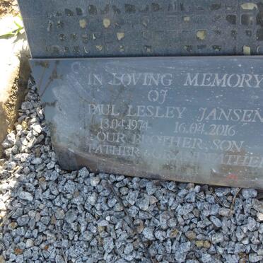 JANSEN Paul Lesley 1974-2016